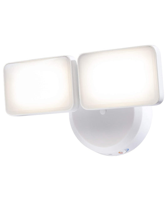 Outdoor LED Dual Head Wall Spot Light 2 Light Dusk to Dawn, White Finish 6"H
